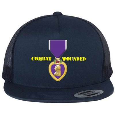 Purple Heart Combat Veteran Cool Gift Flat Bill Trucker Hat