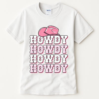 Pink Howdy Cow Print Western Country Cowgirl Texas Rodeo Tall T-Shirt