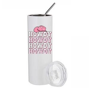 Pink Howdy Cow Print Western Country Cowgirl Texas Rodeo Stainless Steel Tumbler