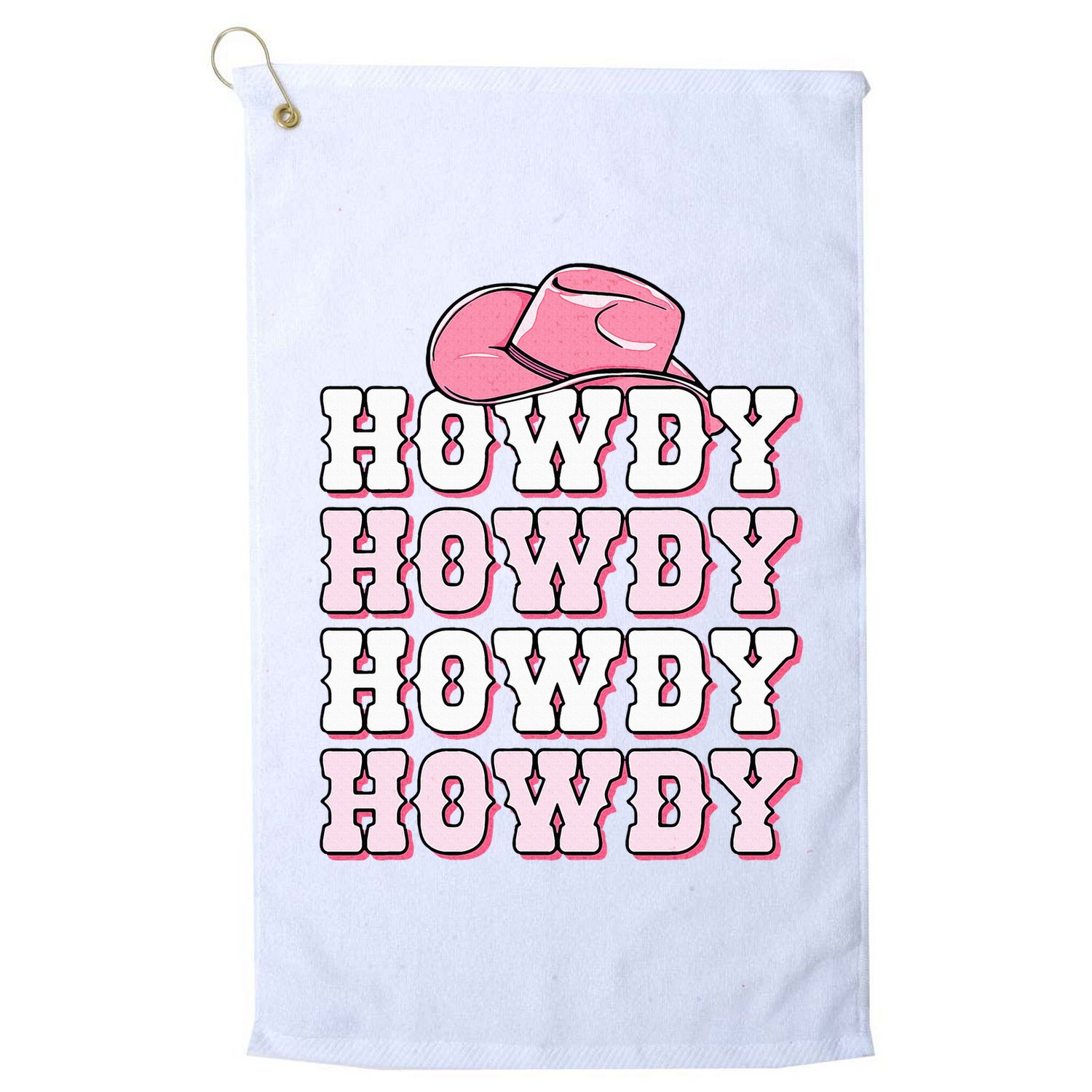 Pink Howdy Cow Print Western Country Cowgirl Texas Rodeo Golf Towel