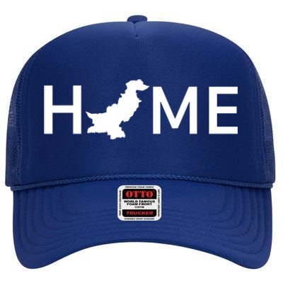 Pakistan Home Country Love Outline Silhouette Asia Funny Gift High Crown Mesh Back Trucker Hat