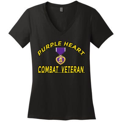 Purple Heart Combat Veteran Women's V-Neck T-Shirt