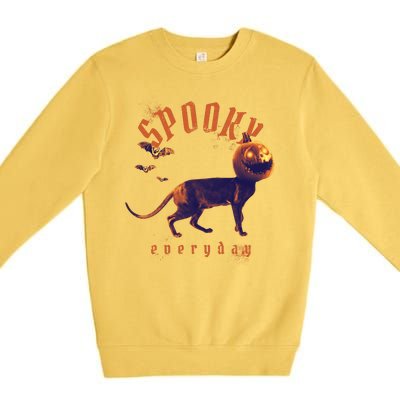 Pumpkin Head Cat Premium Crewneck Sweatshirt