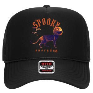 Pumpkin Head Cat High Crown Mesh Back Trucker Hat