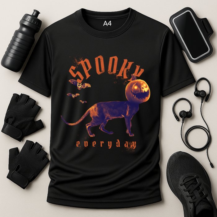 Pumpkin Head Cat Cooling Performance Crew T-Shirt