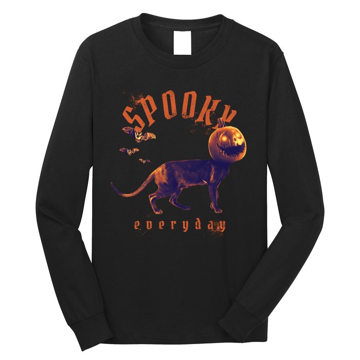 Pumpkin Head Cat Long Sleeve Shirt