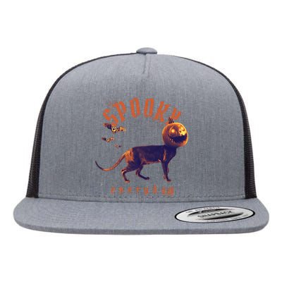 Pumpkin Head Cat Flat Bill Trucker Hat