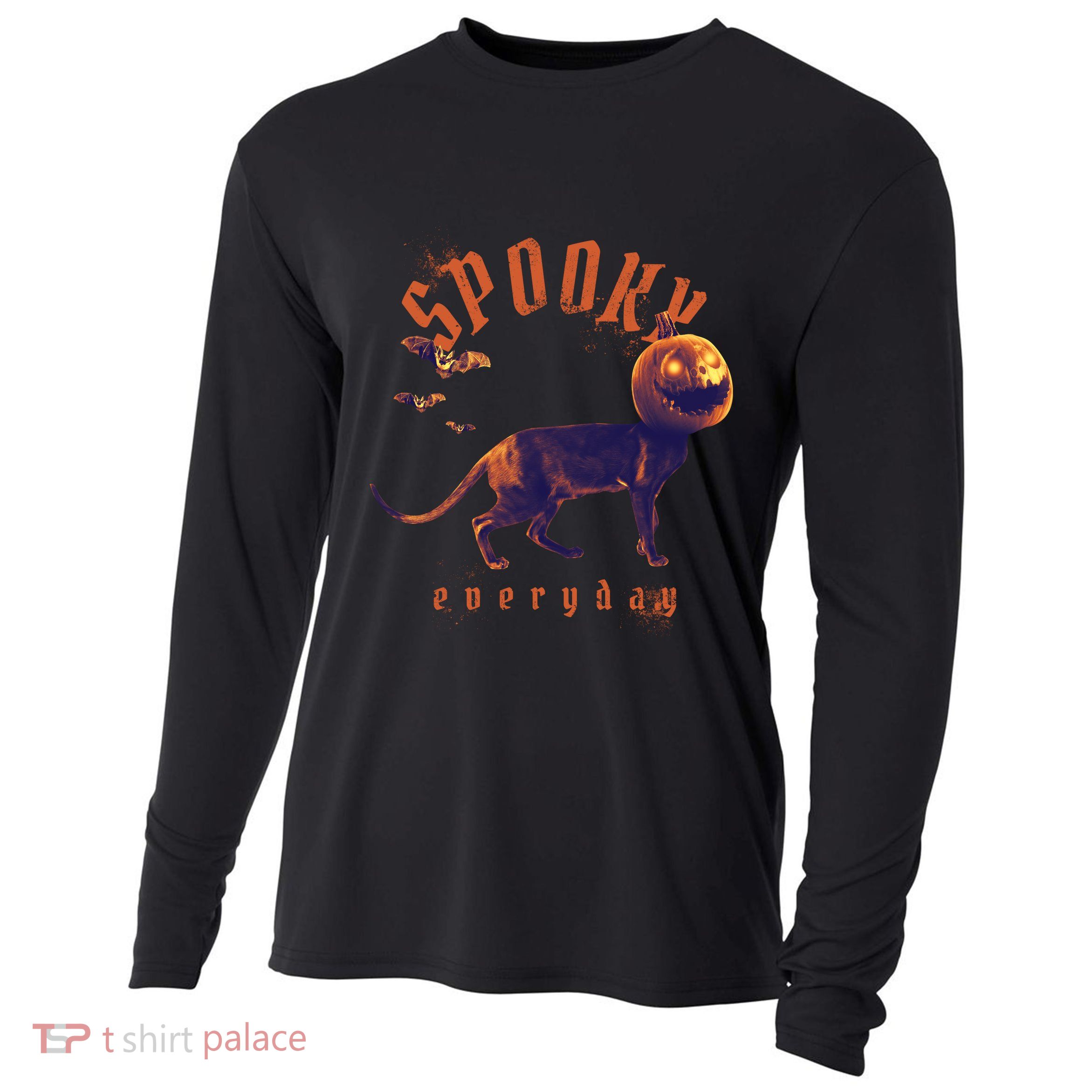 Pumpkin Head Cat Cooling Performance Long Sleeve Crew
