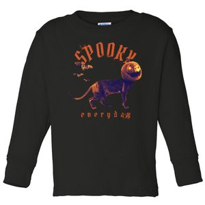 Pumpkin Head Cat Toddler Long Sleeve Shirt