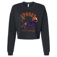 Pumpkin Head Cat Cropped Pullover Crew