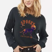 Pumpkin Head Cat Cropped Pullover Crew