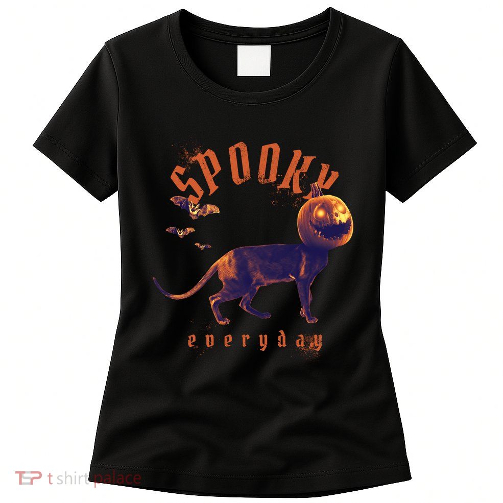 Pumpkin Head Cat Womens T-Shirt