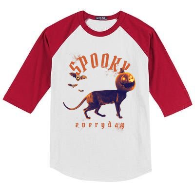 Pumpkin Head Cat Kids Colorblock Raglan Jersey