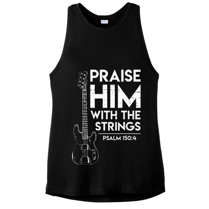 Praise Him Christian Worship Bass Guitar Player Ladies PosiCharge Tri-Blend Wicking Tank