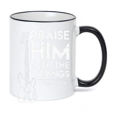 Praise Him Christian Worship Bass Guitar Player 11oz Black Color Changing Mug