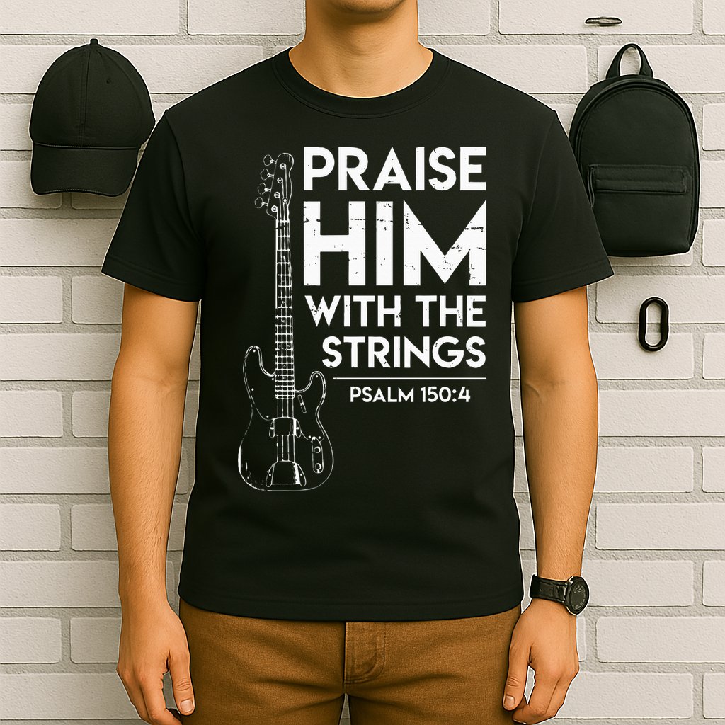Praise Him Christian Worship Bass Guitar Player T-Shirt