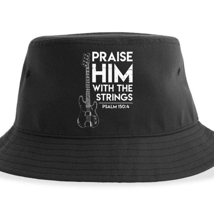 Praise Him Christian Worship Bass Guitar Player Sustainable Bucket Hat