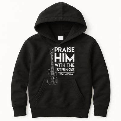 Praise Him Christian Worship Bass Guitar Player Kids Hoodie