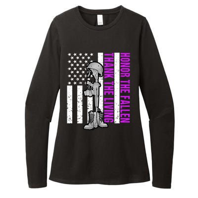 Purple Heart Day Military Honor The Fallen Thank The Living Gift Womens CVC Long Sleeve Shirt