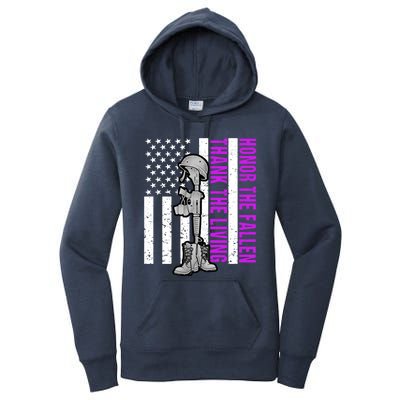 Purple Heart Day Military Honor The Fallen Thank The Living Gift Women's Pullover Hoodie