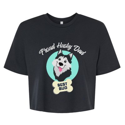 Proud Husky Dad Funny Siberian Husky Bella+Canvas Jersey Crop Tee