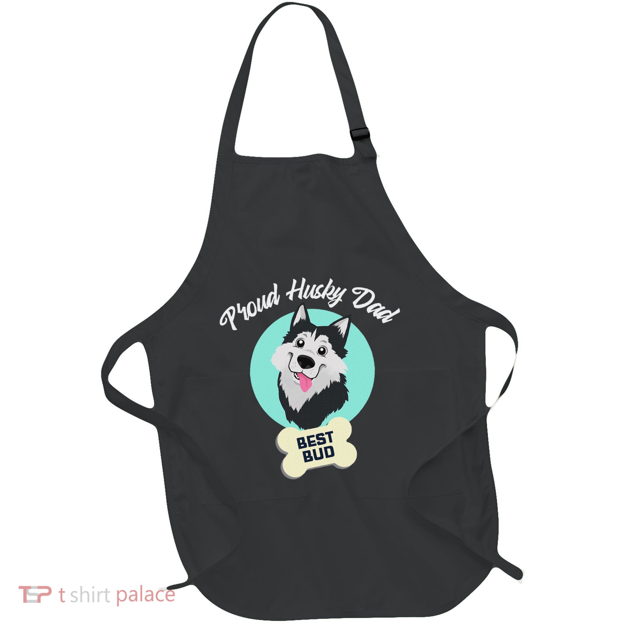 Proud Husky Dad Funny Siberian Husky Full-Length Apron With Pockets