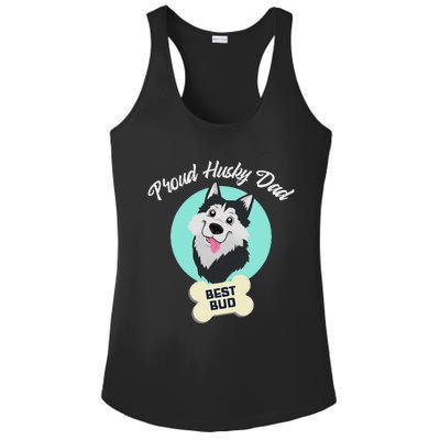 Proud Husky Dad Funny Siberian Husky Ladies PosiCharge Competitor Racerback Tank