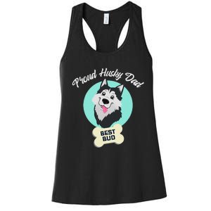 Proud Husky Dad Funny Siberian Husky Women's Racerback Tank