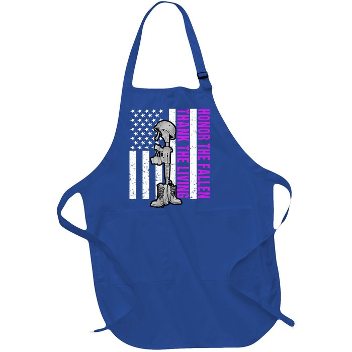 Purple Heart Day Military Honor The Fallen Thank The Living Gift Full-Length Apron With Pockets