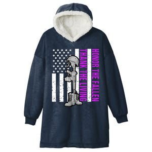 Purple Heart Day Military Honor The Fallen Thank The Living Gift Hooded Wearable Blanket