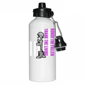 Purple Heart Day Military Honor The Fallen Thank The Living Gift Aluminum Water Bottle