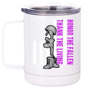 Purple Heart Day Military Honor The Fallen Thank The Living Gift 12 oz Stainless Steel Tumbler Cup