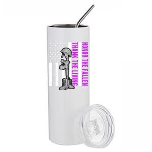 Purple Heart Day Military Honor The Fallen Thank The Living Gift Stainless Steel Tumbler