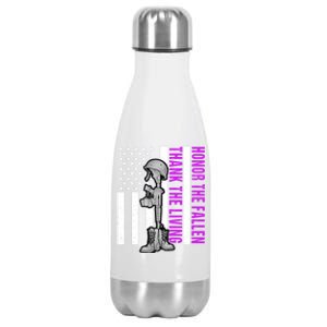 Purple Heart Day Military Honor The Fallen Thank The Living Gift Stainless Steel Insulated Water Bottle