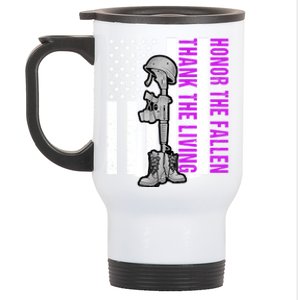 Purple Heart Day Military Honor The Fallen Thank The Living Gift Stainless Steel Travel Mug