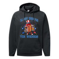 Patriotic Hot Dog Im Just Here For The Wieners 4th Of July Performance Fleece Hoodie