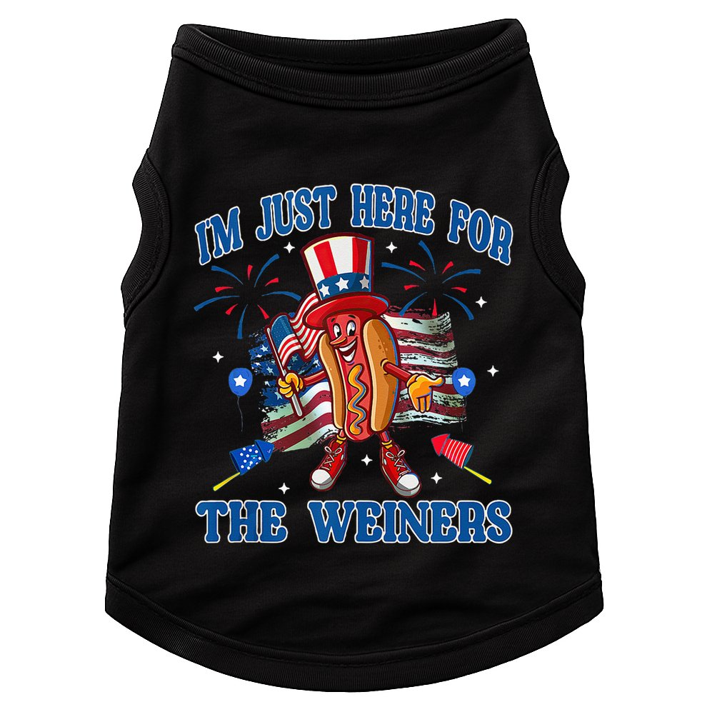 Patriotic Hot Dog Im Just Here For The Wieners 4th Of July Doggie Tank