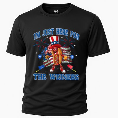 Patriotic Hot Dog Im Just Here For The Wieners 4th Of July Performance Shirt