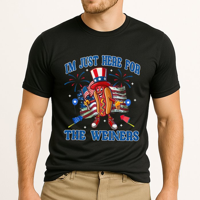Patriotic Hot Dog Im Just Here For The Wieners 4th Of July Performance Shirt