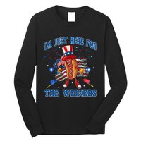 Patriotic Hot Dog Im Just Here For The Wieners 4th Of July Long Sleeve Shirt