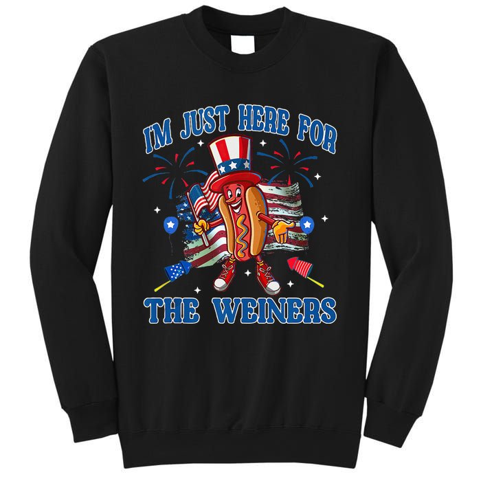 Patriotic Hot Dog Im Just Here For The Wieners 4th Of July Sweatshirt