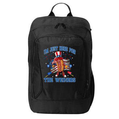 Patriotic Hot Dog Im Just Here For The Wieners 4th Of July City Backpack
