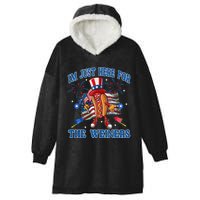 Patriotic Hot Dog Im Just Here For The Wieners 4th Of July Hooded Wearable Blanket