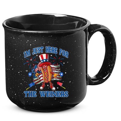 Patriotic Hot Dog Im Just Here For The Wieners 4th Of July 15oz Campfire Ceramic Mug