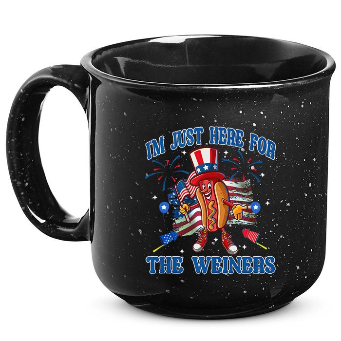 Patriotic Hot Dog Im Just Here For The Wieners 4th Of July 15oz Campfire Ceramic Mug