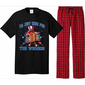 Patriotic Hot Dog Im Just Here For The Wieners 4th Of July Pajama Set