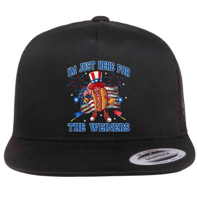 Patriotic Hot Dog Im Just Here For The Wieners 4th Of July Flatbill Hat