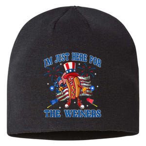 Patriotic Hot Dog Im Just Here For The Wieners 4th Of July Sustainable Beanie