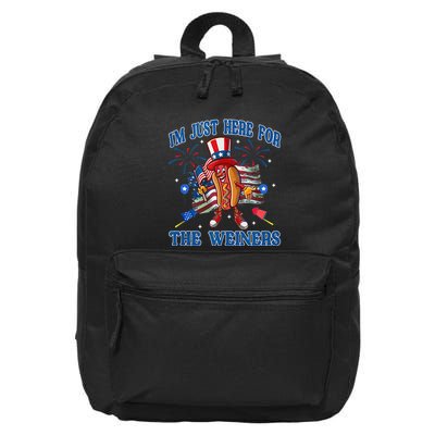 Patriotic Hot Dog Im Just Here For The Wieners 4th Of July 16 in Basic Backpack