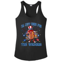 Patriotic Hot Dog Im Just Here For The Wieners 4th Of July Ladies PosiCharge Competitor Racerback Tank